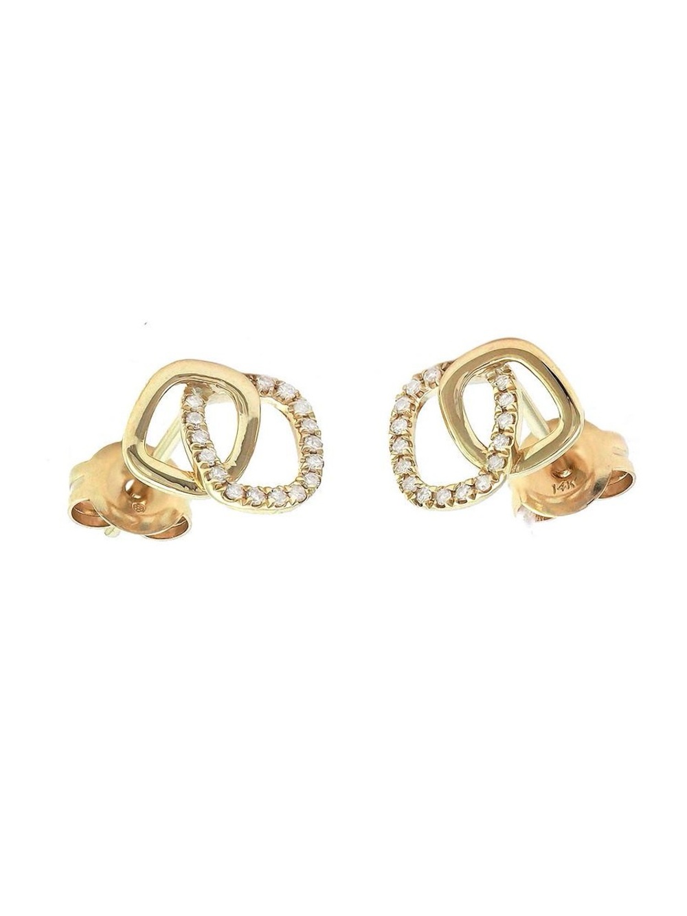Solid Real Yellow Gold Single-Cut Diamond Stud Earrings Pave Setting 0.10 ctw